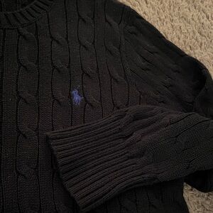 Boys Polo Ralph Lauren Black Cable Knit Sweater Large 14-16